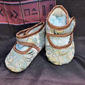 Shoes Designer Baby Bella Maya Satin Teal Gold Brown Slip On Mary Jane Shoes